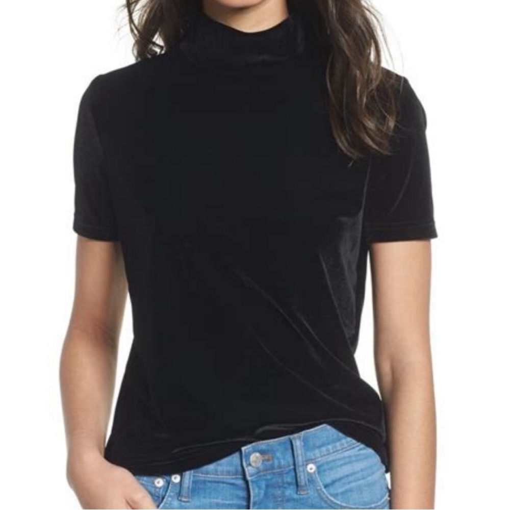 Madewell Black Velour Mockneck Shirt